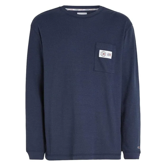 Áo Nỉ Sweater Nam Tommy Hilfiger Men's Long-Sleeved Shirt DM0DM15777_BLU_C87 Màu Xanh Navy Size L