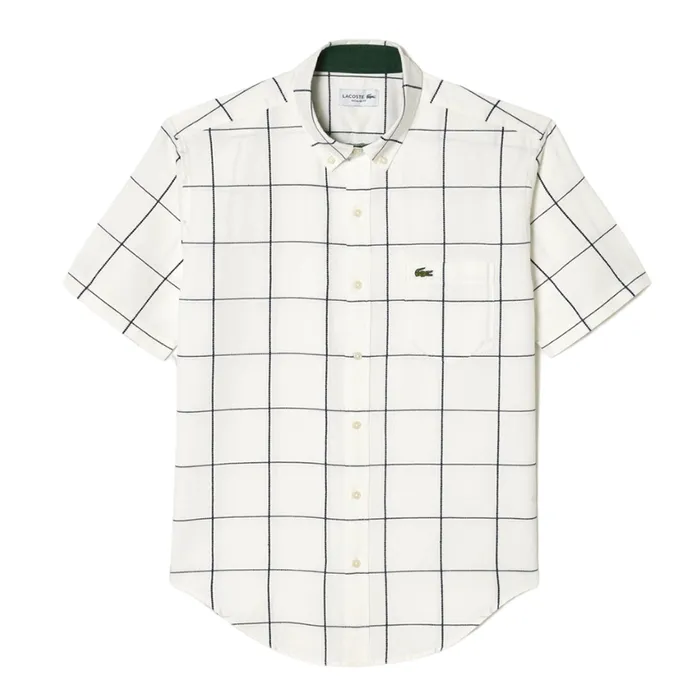 Áo Sơ Mi Nam Lacoste Men's 3D Window Pane Button Down Shirt CH2266-70V Màu Trắng Size 39