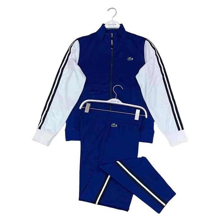 Bộ Quần Áo Dài Tay Lacoste Sport Two-Tone Technical Piqué Zip Sweatshirt Màu Trắng - Xanh Size 3