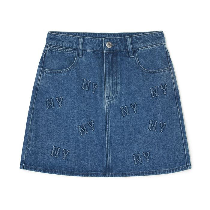 Chân Váy Nữ MLB Denim Monogram New York Yankees 3FDSM0343-50INS Màu Xanh