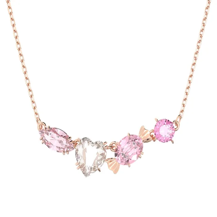 Dây Chuyền Nữ Swarovski Gema 520 Candy Love Crystal Necklace 5630876 Pink, Rose Gold Màu Vàng Hồng