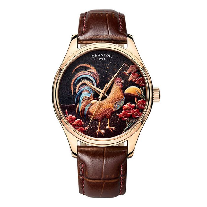 Đồng Hồ Nam I&W Carnival Con Gà Kim Kê CNV515G2 Màu Nâu Vàng