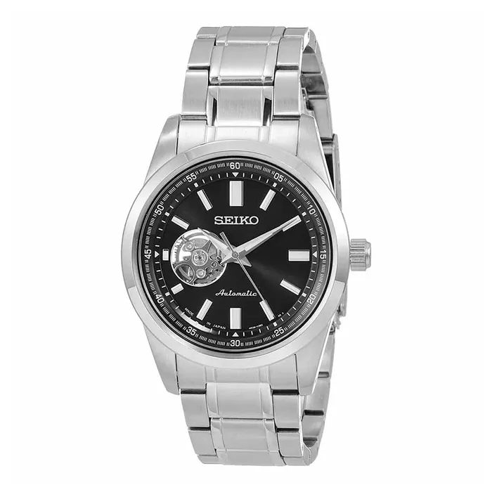 Đồng Hồ Nam Seiko Open Heart SCVE053 Màu Bạc Đen