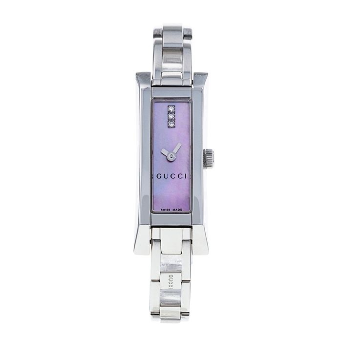 Đồng Hồ Nữ Gucci 110 Pink Mother of Pearl Diamond Dial YA110515 Màu Bạc