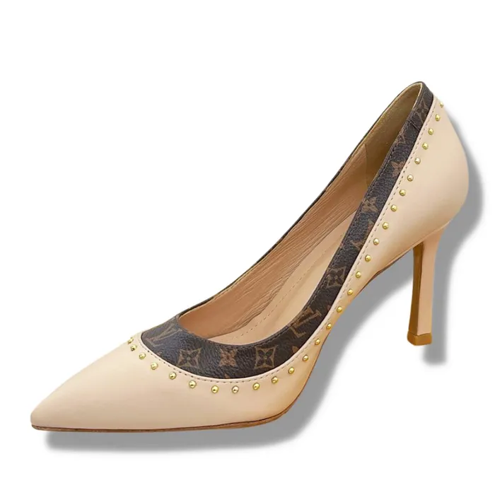 Giày Cao Gót Nữ Louis Vuitton LV Women's Signature Pumps 1AACG5 Màu Be Viền Nâu Size 37.5