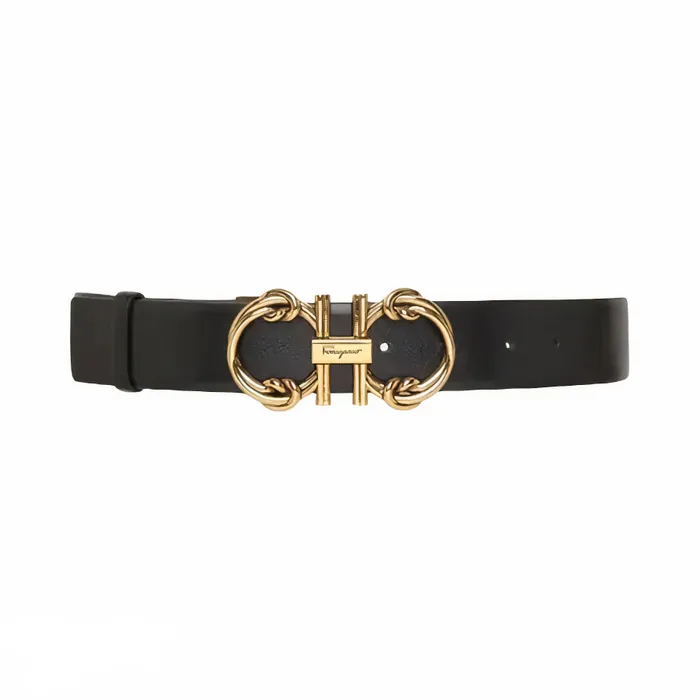 Thắt Lưng Nữ Salvatore Ferragamo Gancini Belt Màu Đen Vàng Size 80