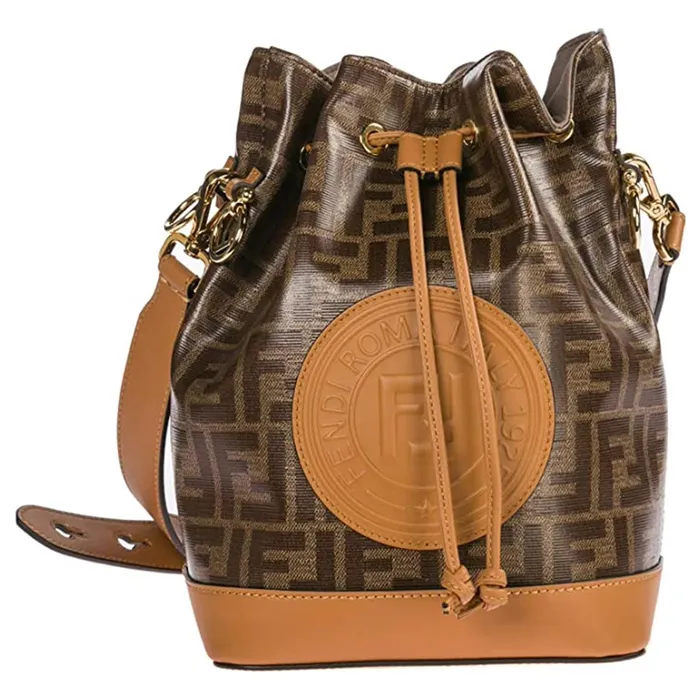 Túi Đeo Chéo Nữ Fendi Mon Tresor S Coated Canvas Bucket Bag Màu Nâu