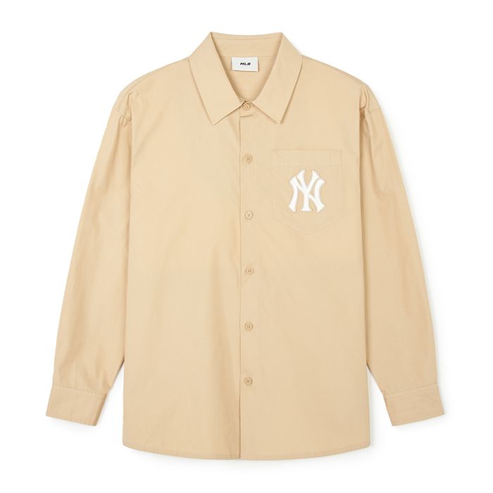 Áo Sơ Mi MLB Monogram Big Lux New York Yankees 3AWSM0341-50BGS Màu Be