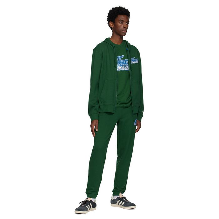 Bộ Quần Áo Nỉ Nam Lacoste Green Zip Up With Front Graphics Màu Xanh Lá