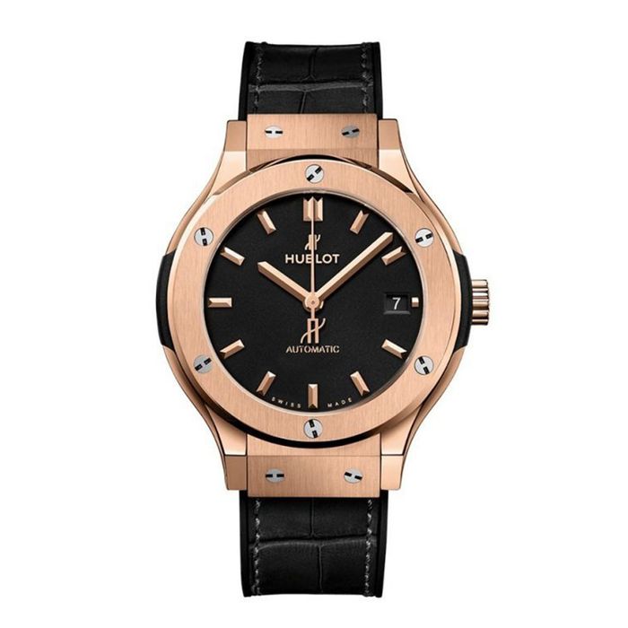 Đồng Hồ Nam Hublot Classic Fusion King Gold Leather Strap 42mm Màu Đen Vàng