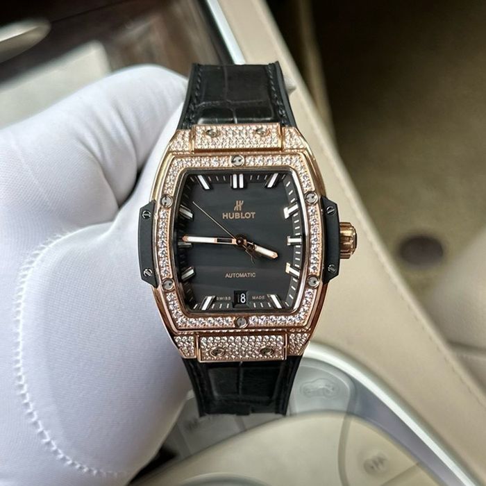 Đồng Hồ Nam Hublot Spirit Of Big Bang King Gold 39mm Pave Diamond Orginal Màu Đen/Vàng Hồng