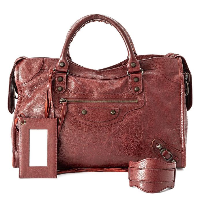 Túi Xách Nữ Balenciaga Red Leather Classic City Bag Màu Đỏ Mận