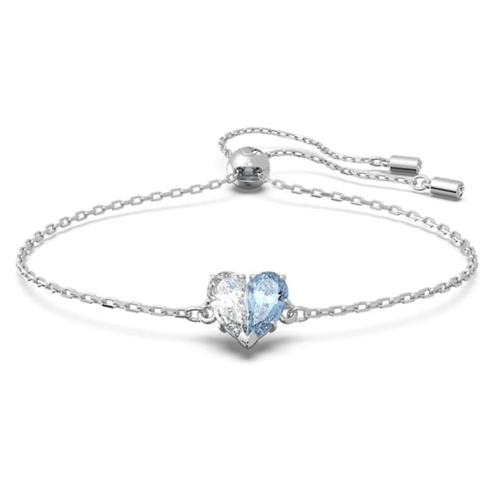 Vòng Đeo Tay Nữ Swarovski Gema 520 Braceletheart, Blue, Rhodium Plated 5653011 Màu Xanh Bạc