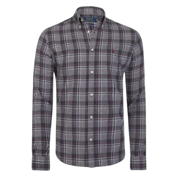 Áo Sơ Mi Dài Tay Nam Ralph Lauren Kẻ Caro RA8605064 Màu Xám Size S