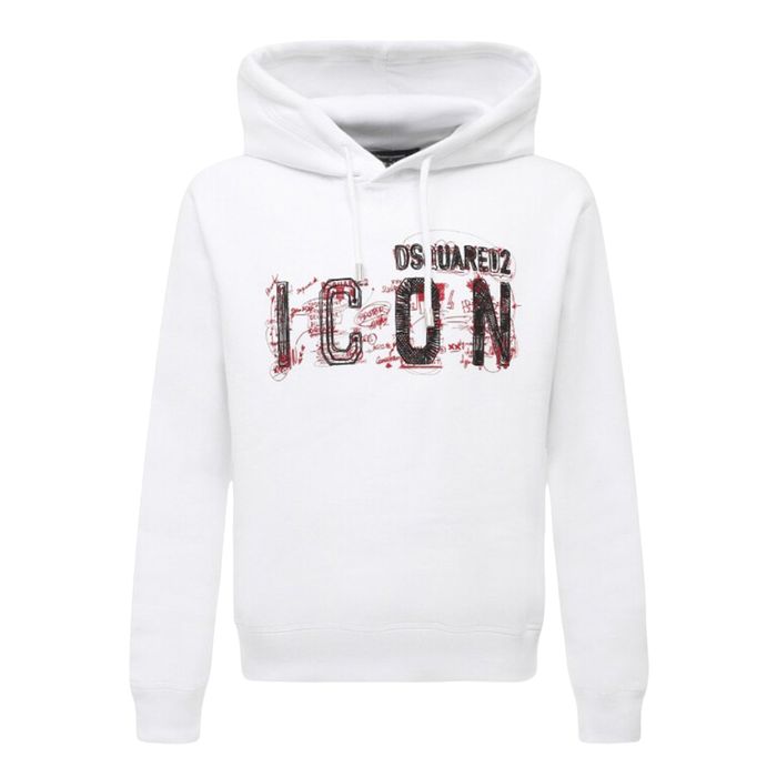 Áo Hoodie Nam Dsquared2 White With ICON Logo Printed S79GU0113 S25516 100W Màu Trắng