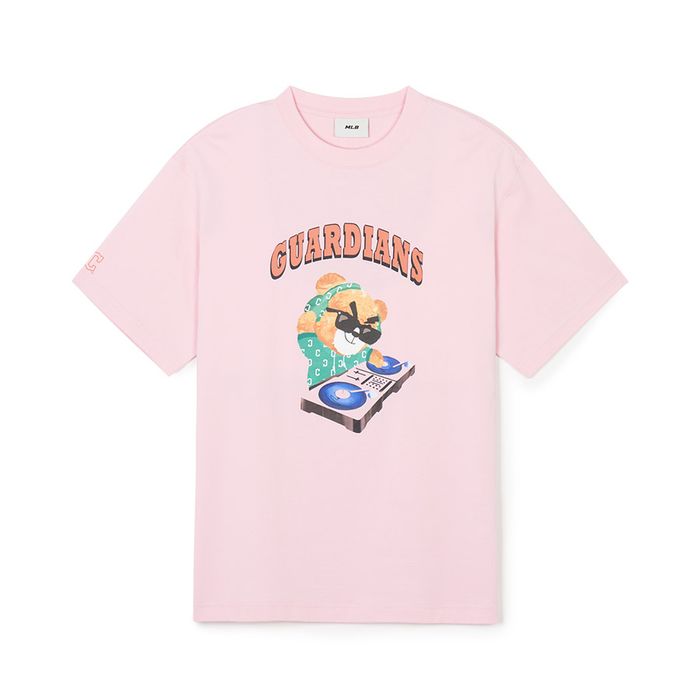 Áo Phông MLB Overfit Mega Bear Cleveland Guardians 3ATSE0143-45PKL Màu Hồng Size M