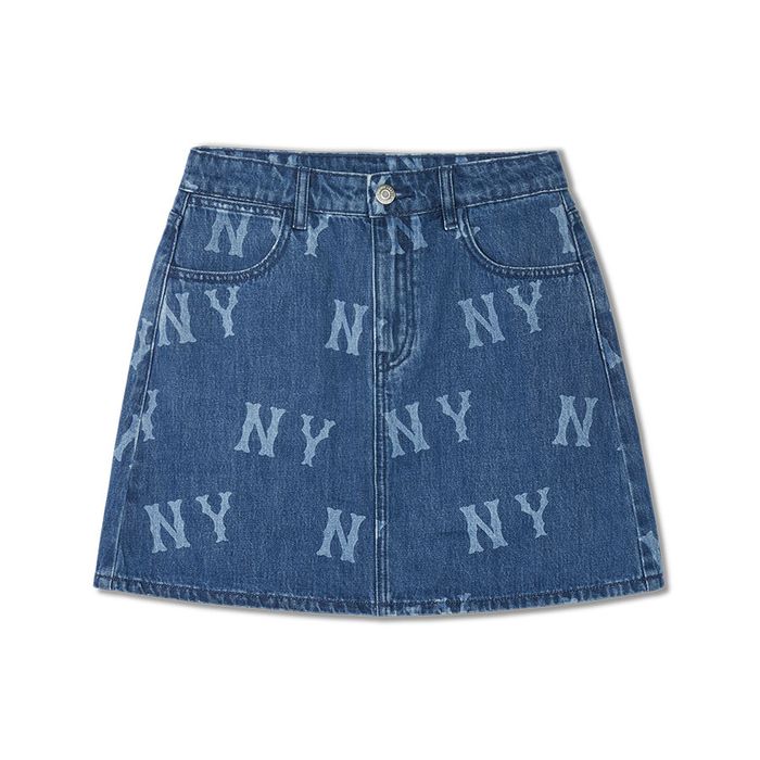 Chân Váy Nữ MLB Denim In Logo Multi Mega New York Yankees 3FDSB0143-50INS Màu Xanh Size XS