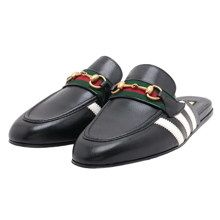 Giày Hở Gót Nam Gucci x Adidas Horsebit Leather Mule 721481 Màu Đen Size 8