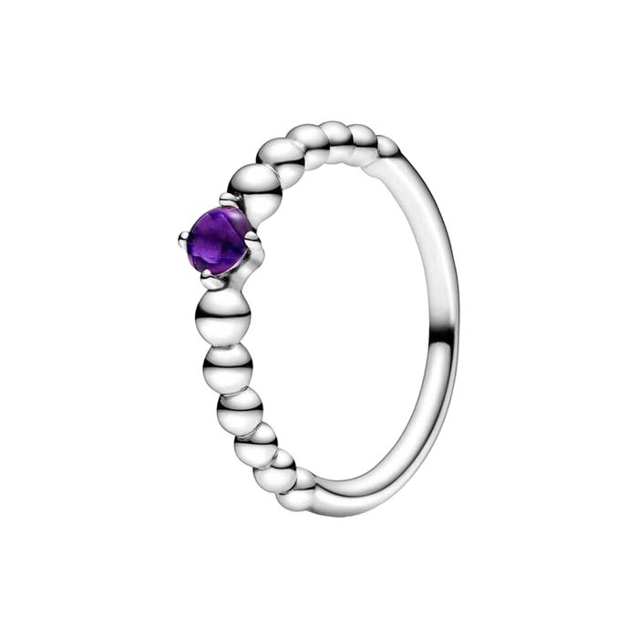 Nhẫn Pandora February Purple Beaded Ring 198867C03 Màu Bạc Đính Pha Lê Tím Size 50