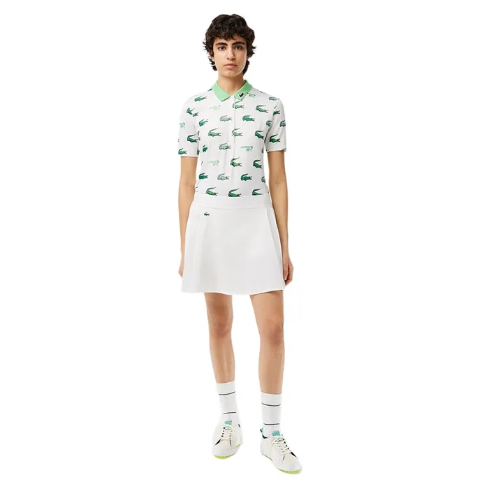 Set Áo + Chân Váy Nữ Lacoste Sport Built-In Short Golf Skirt Màu Xanh Trắng Size S