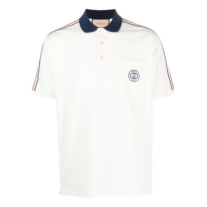 Áo Polo Nam Gucci Interlocking-G Stripe-Detailing Polo Shirt 753078 Màu Trắng Size XS