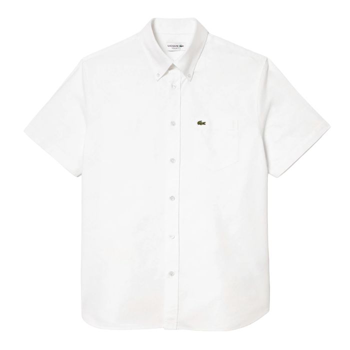 Áo Sơ Mi Cộc Tay Nam Lacoste Men's Regular Fit Oxford Shirt CH1917-10 CH9595 Màu Trắng Size 40