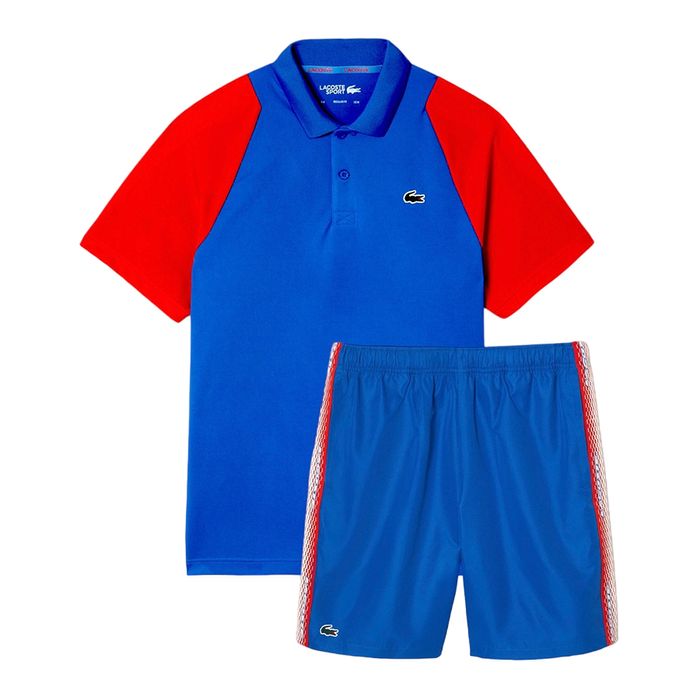 Bộ Thể Thao Nam Lacoste Tennis Sport Màu Xanh Phối Đỏ Size 5