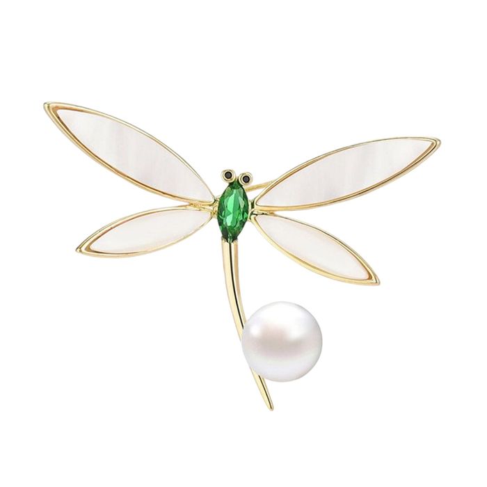 Cài Áo Nữ Meri Chuồn Chuồn Xanh Lá Cánh Xà Cừ BR302 Màu Xanh