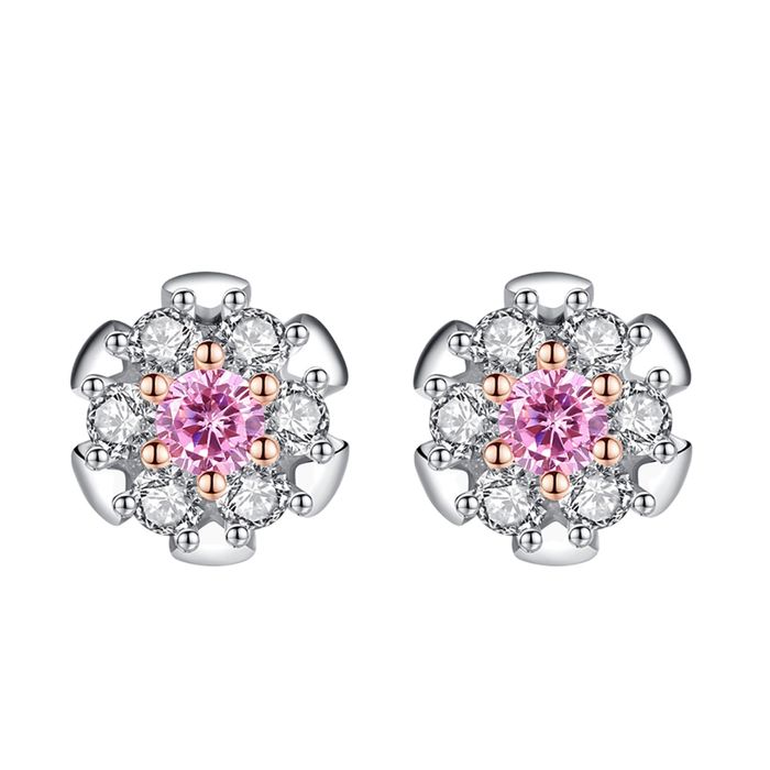 Khuyên Tai Nữ Kya Jewel Bạc Ý Nhụy Hồng Tinh Tế SE26 Màu Bạc