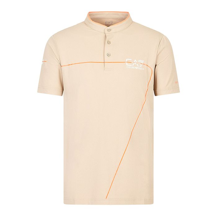 Áo Polo Nam Emporio Armani EA7 Tennis Pro Serafino Lined Polo Shirt Màu Be Size S