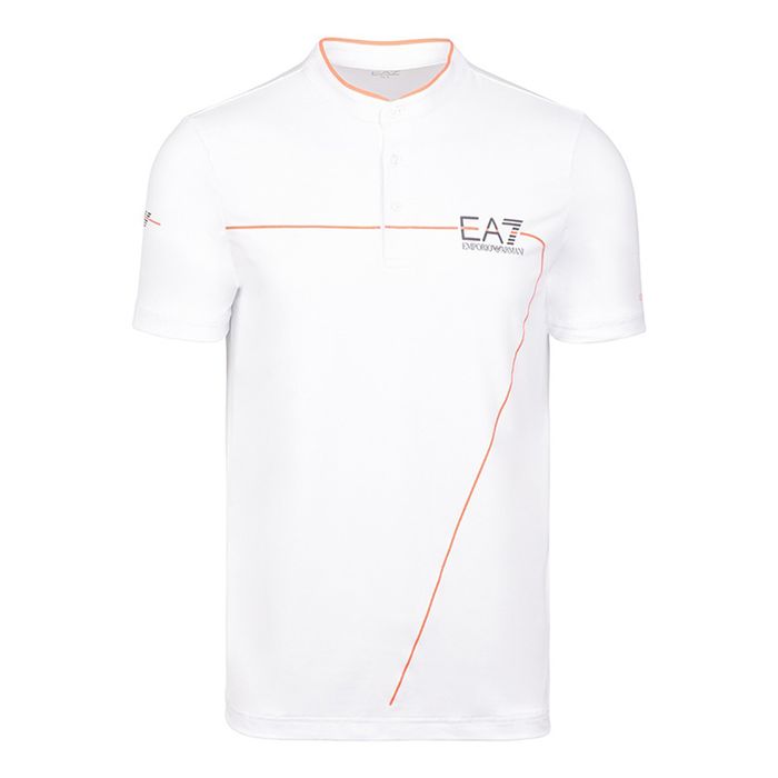 Áo Polo Nam Emporio Armani EA7 Tennis Pro Serafino Lined Polo Shirt Màu Trắng Size S