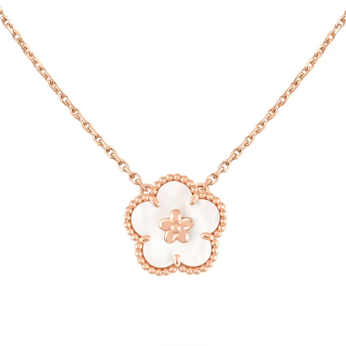 Dây Chuyền Nữ Van Cleef & Arpels Lucky Spring Pendant, Plum Blossom 18K Rose Gold VCARP9 Màu Vàng Hồng