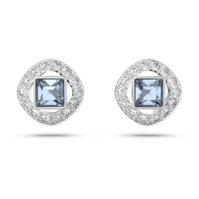 Khuyên Tai Nữ Swarovski Angelic Stud Earrings Square Cut, Blue, Rhodium Plated 5662143 Màu Bạc Xanh