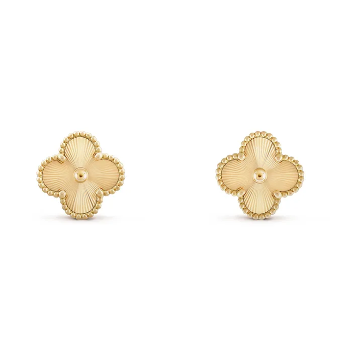 Khuyên Tai Nữ Jewery Luxury Gold Alhambra Earrings 18 Karat Yellow Gold Màu Vàng