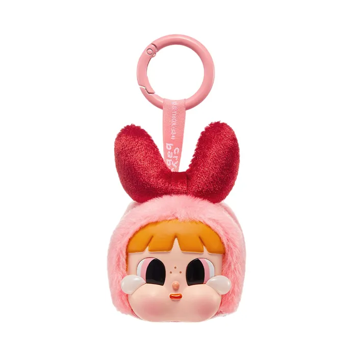 Móc Khóa Pop Mart Crybaby x Powerpuff Girls Series Vinyl Face Plush Blind Box Màu Hồng