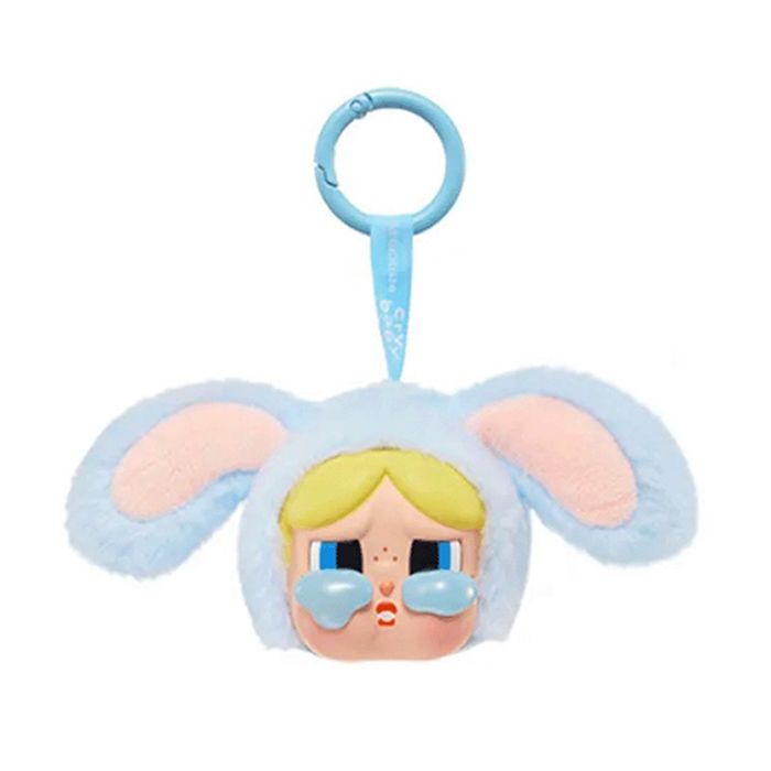 Móc Khóa Pop Mart Crybaby × Powerpuff Girls Series Vinyl Face Plush Bunny Bubbles Màu Hồng Xanh