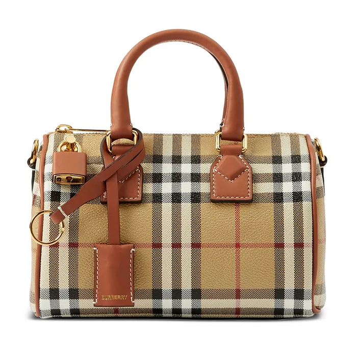 Túi Xách Nữ Burberry Mini Check Bowling Bag 80713571 Màu Be Kẻ