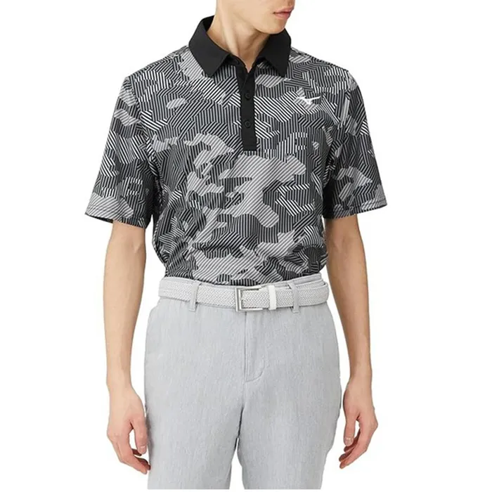 Áo Polo Nam Mizuno Breath Thermo Popular Short Sleeved Collared Shirt E2GAA50109 Xám Đen Size 2XL