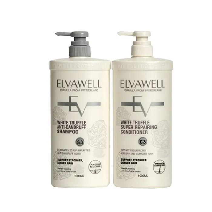 Cặp Dầu Gội Giảm Gàu Siêu Suôn Mượt Elvawell White Truffle Anti-dandruff (1000ml+1000ml)