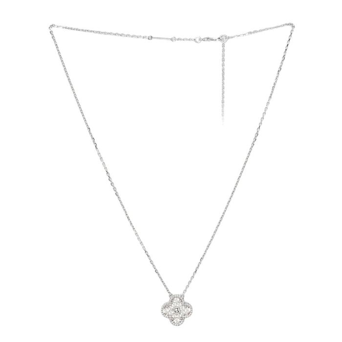 Dây Chuyền Nữ Jewery Luxury  Alhambra Vintage Diamond Gold 18k White Gold Màu Vàng Trắng Size 15mm