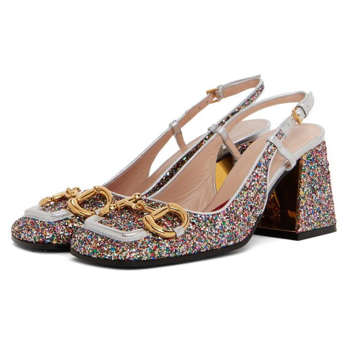Giày Cao Gót Nữ Gucci Multicolor Lovelight Slingback Heels Phối Màu Size 35.5