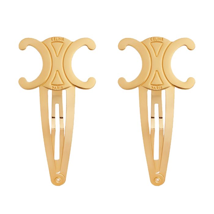 Kẹp Tóc Celine Hair Accessories Set Of 2 Triomphe Snap Hair Clips In Brass With Gold Finish And Steel Màu Vàng Gold