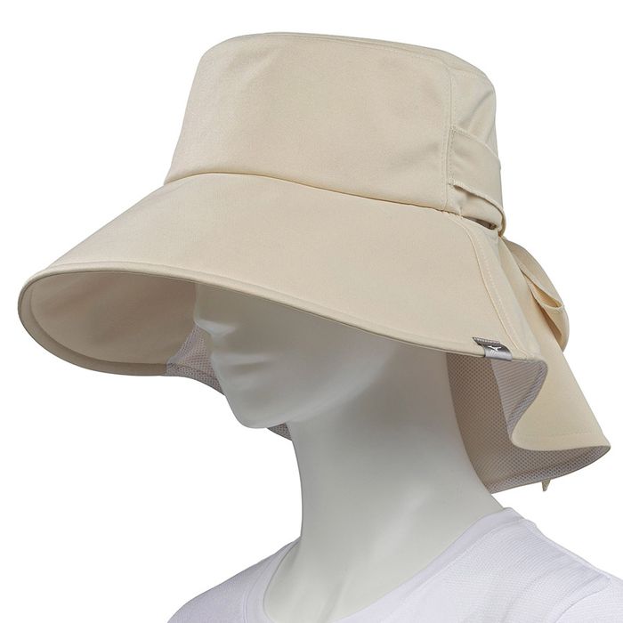 Mũ Rộng Vành Nữ Mizuno UV Ribbon Hat C2JWA301 Màu Be