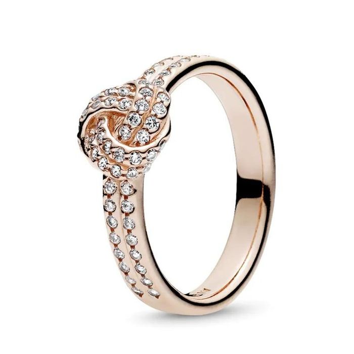 Nhẫn Nữ Pandora Rose Sparkling Love Knot Ring 180997CZ Màu Vàng Hồng Size 56