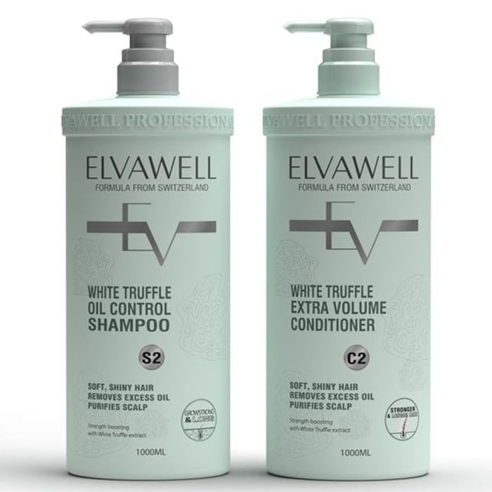 Set Dầu Gội Giảm Rụng Tóc Sạch Dầu Bết Elvawell (1000ml x2)