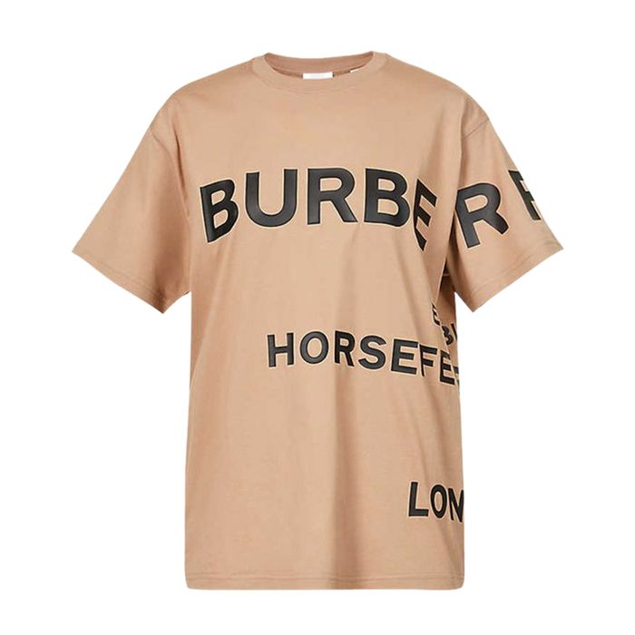 Áo Thun Burberry Carrick Logo-Print Cotton-Jersey T-Shirt 8048927 Màu Be Size XXS