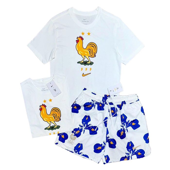 Bộ Quần Áo Cộc Tay Nam Nike FFF Football FV8583-100/FZ5945-121 Màu Trắng Xanh Size XS