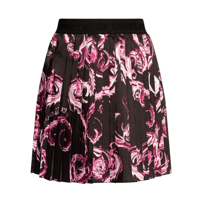 Chân Váy Nữ Versace Jeans Couture Black With Pink Logo Printed 77HAE820NS462QY2 Màu Hồng Đen Size 42