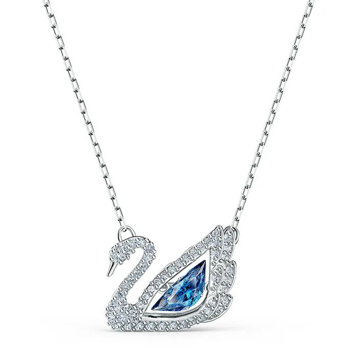 Dây Chuyền Nữ Swarovski Dancing Swan Necklace, Blue, Rhodium Plated 5533397 Màu Bạc (Box Hồng)