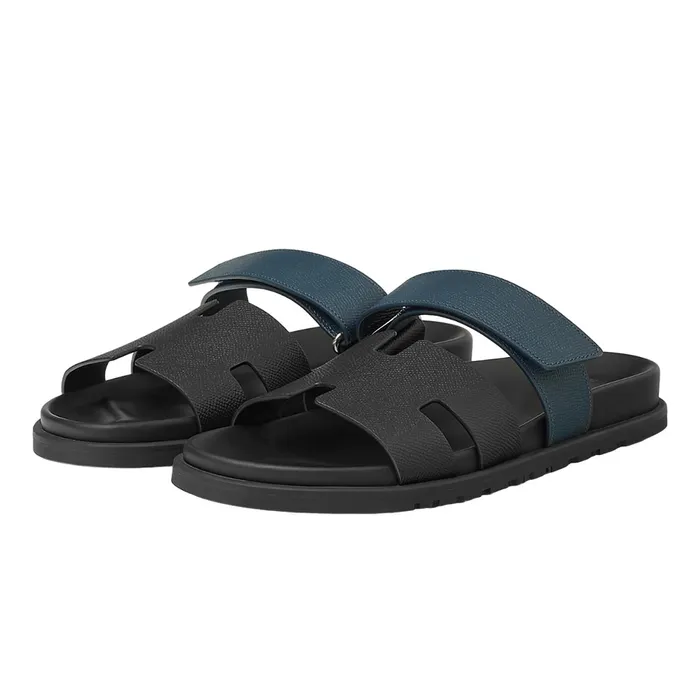Dép Nam Hermès Chypre Sandal Màu Xanh Đen Size 40.5